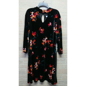 NEW Boutique JCP Black Velour Floral Dress Size 3X Stretchy NWT